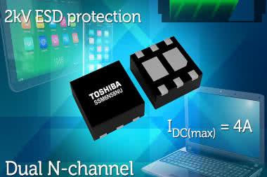 Miniaturowy, podwójny tranzystor n-MOS o prądzie drenu do 4 A