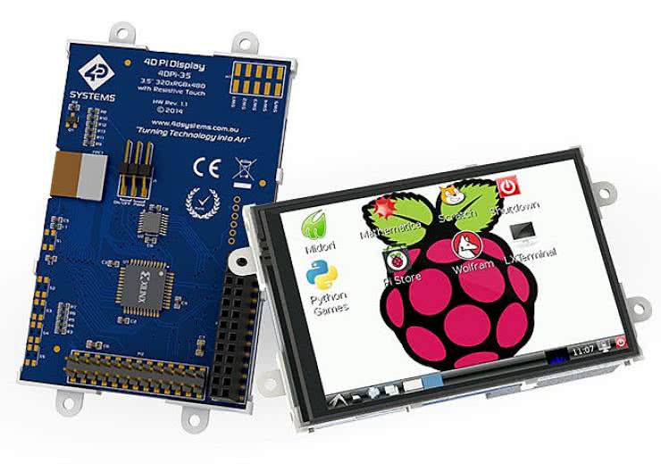 Moduł podstawowego wyświetlacza LCD TFT dla Raspberry PI model z matrycą 3.5" 4DPi-35 wraz z rezystancyjnym panelem dotykowym