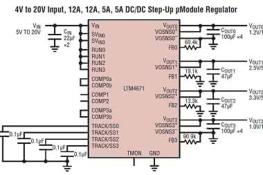 4-wyjściowy regulator DC-DC step-down do zasilania układów FPGA, DSP i ASIC