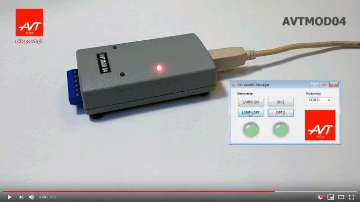 AVTMOD04 - Moduł przekaźników sterowanych przez port USB