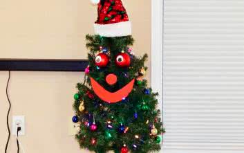 Choinka świąteczna obserwująca domowników