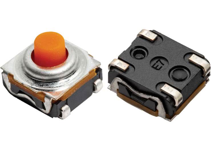 Przełączniki SMT 6,2 × 6,2 × 5,2 mm o konstrukcji umożliwiającej zalewanie żywicą